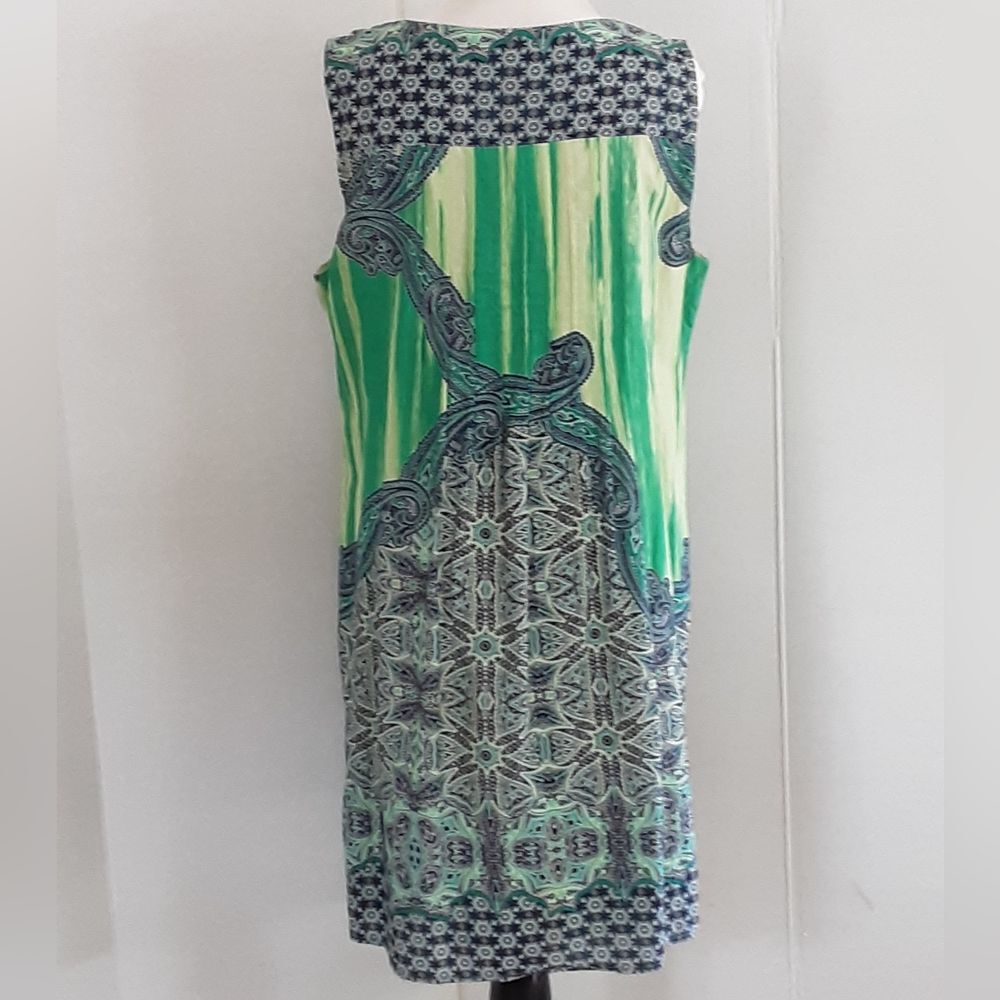 PLUS SZ 14 Rabbit Rabbit Rabbit Designs Blue Green Abstract Print Sun Dress - Picture 4 of 10